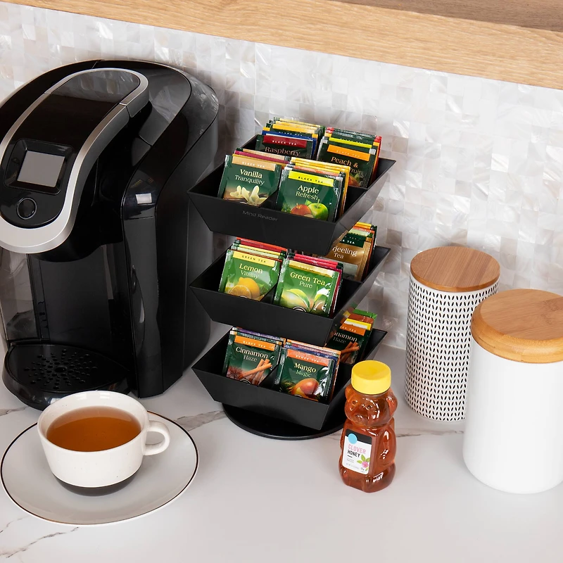 Mind Reader Anchor Collection 3-Tier 12-Compartment Tea and Condiment Carousel