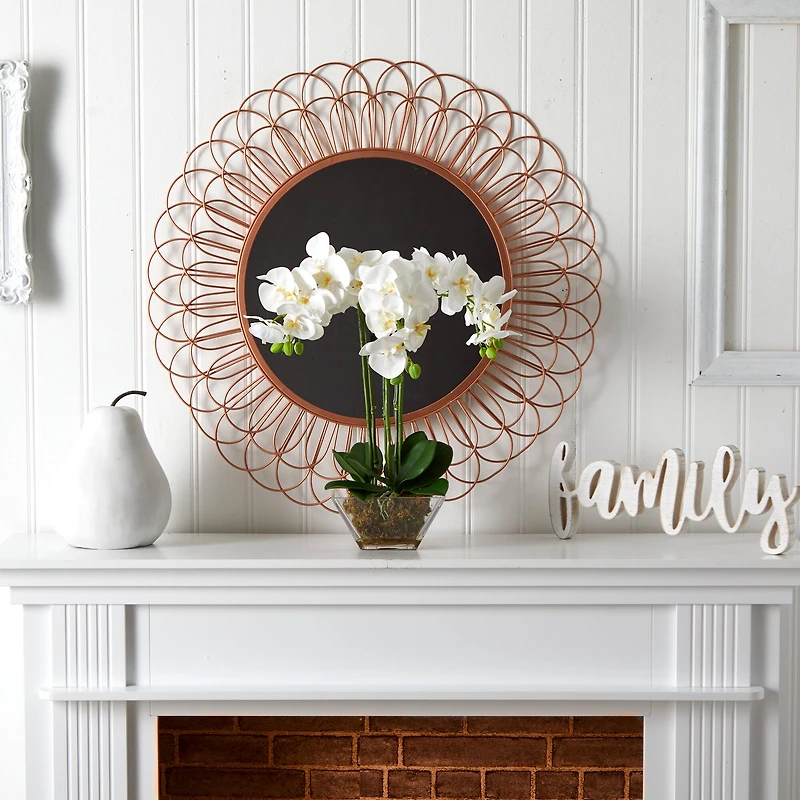 22" White Triple Orchid in Glass Vase