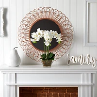 22" White Triple Orchid in Glass Vase