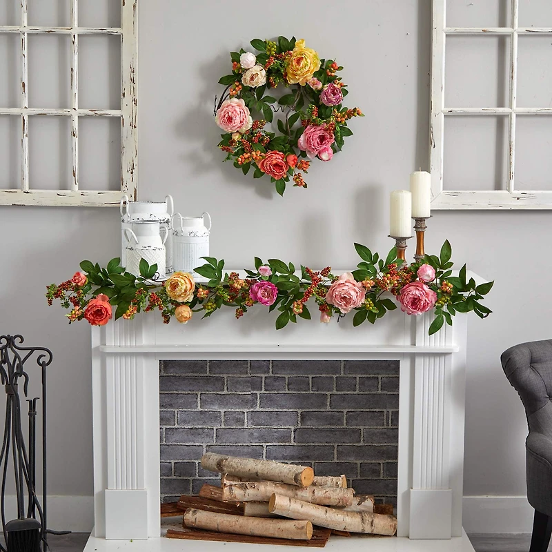 5ft. Mixed Peony & Berry Garland