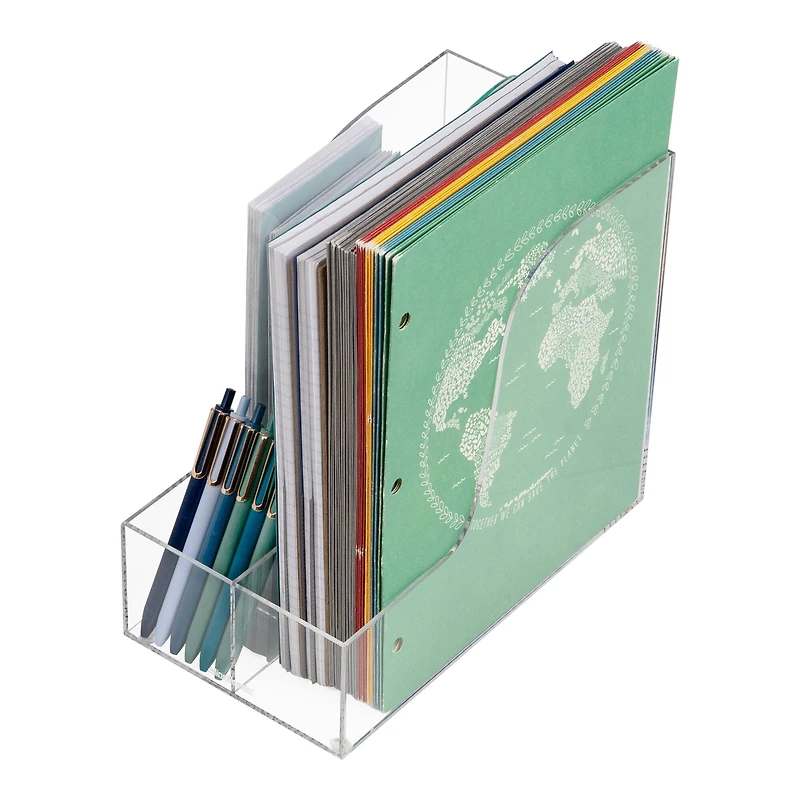 Mind Reader Vertical File Storage, Desktop Organizer, Magazine Holder, Office, Acrylic, Clear