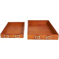 Leather Nesting Tray with Buckle Handles Décor Set