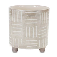 Gray & White Footed Stone Planter Set