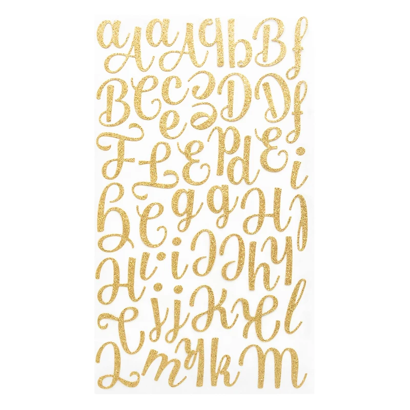 Gold Glitter Script Alphabet Stickers by Recollections™
