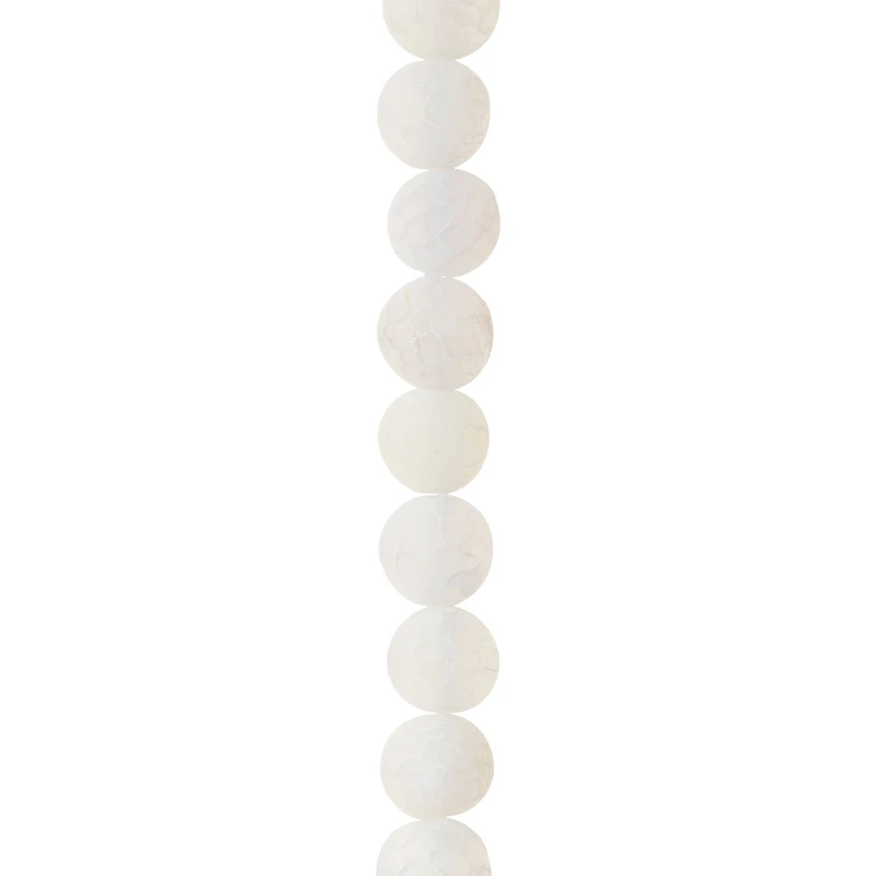 Matte White Crackle Agate Round Beads, 8mm by Bead Landing™