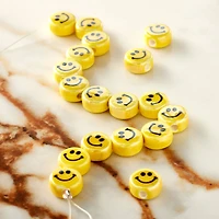Yellow Ceramic Smiley Face Beads, 10mm by Bead Landing™