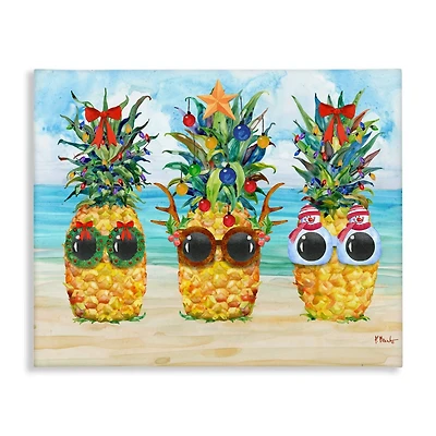 Stupell Industries Christmas Cool Pineapples Canvas Wall Art