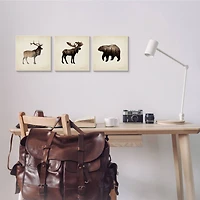 Stupell Industries Woodland Animal Silhouettes Rustic Forest Pine Tree Landscape,12" x 12"