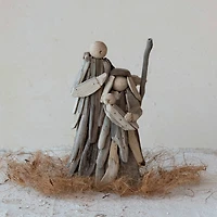 Hello Honey® 10" Natural Handmade Driftwood Holy Family Accent