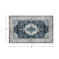Glitzhome® 5ft. x 8ft. Blue & Ivory Oriental Area Rug