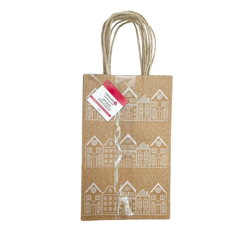 Small Gingerbread House Kraft Gift Bags, 6ct. by Celebrate It™
