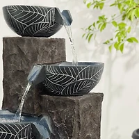 Glitzhome® 33" Natural Leaf Textured 4-Tier Outdoor Fountain