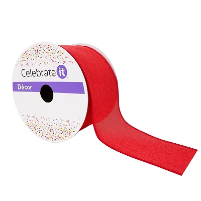 2.5" x 25ft. Faux Linen Wired Ribbon by Celebrate It