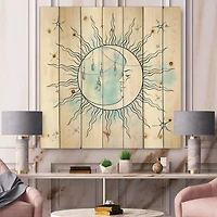 Designart - Blue Crescent Moon With Moonstone Pendants & Stars