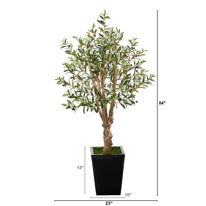 4.5ft. Olive Artificial Tree in Black Metal Planter