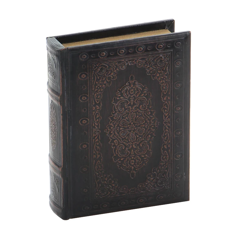 Dark Brown Wood Traditional Book Box Set