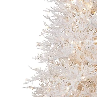 7.5ft. Pre-Lit Flocked Twig Artificial Christmas Tree, Warm White LED Lights