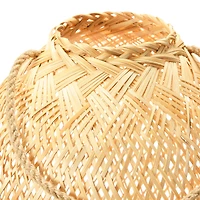 Hello Honey® 23.5" Natural Hand-Woven Bamboo Lantern with Jute Handle & Glass Insert