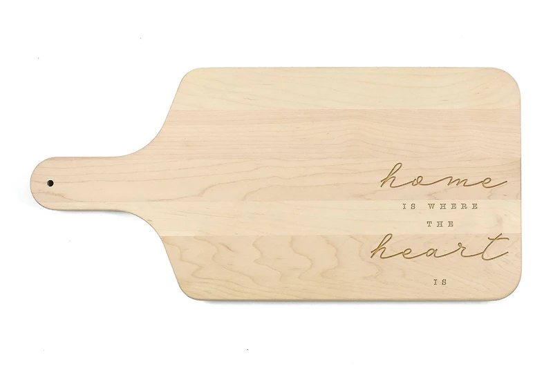 Home is Where the Heart Is 17" x 8" Maple Paddle Cutting Board