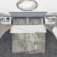 Designart 'Grey Silver Geometric Composition' Geometric Bedding Set
