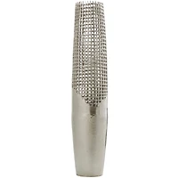 29" Silver Aluminum Tall Grid Inspired Vase with Open Frame Design