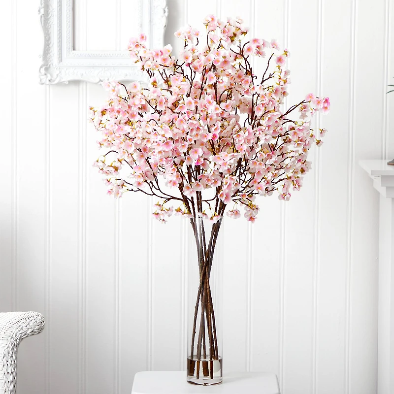 32" Artificial Cherry Blossom Arrangement with Glass Cylinder Vase