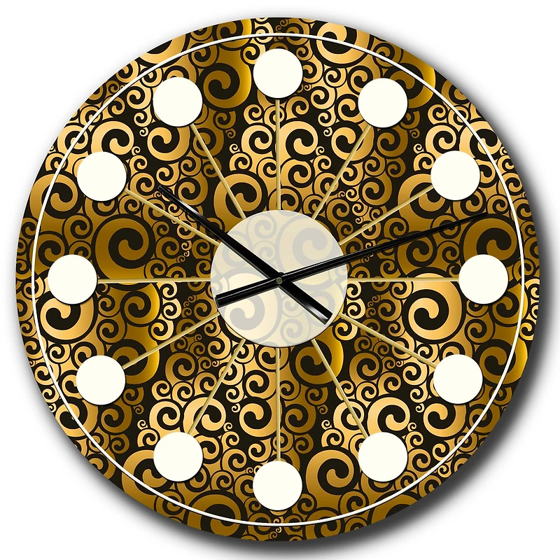 Designart 'Gold And Black Swirl I Mid-Century Modern Wall Clock