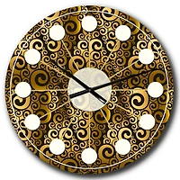 Designart 'Gold And Black Swirl I Mid-Century Modern Wall Clock