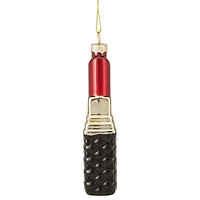 4.5" Red Lipstick Glass Christmas Ornament