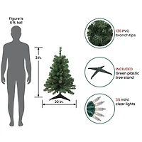 3ft. Pre-Lit Green Blackwater Fir Artificial Christmas Tree, Clear Lights