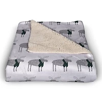 Plaid Scarf Moose Pattern 50x60 Sherpa Fleece Blanket