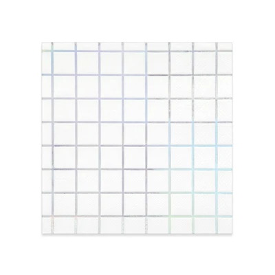 Iridescent Foil Grid Paper Beverage Napkins by Celebrate It™, 16ct.