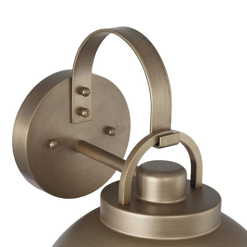 Hello Honey® Easton Tuscan Gold Modern Farmhouse Metal Shade & Exposed Bulb Wall Mounted Outdoor Light