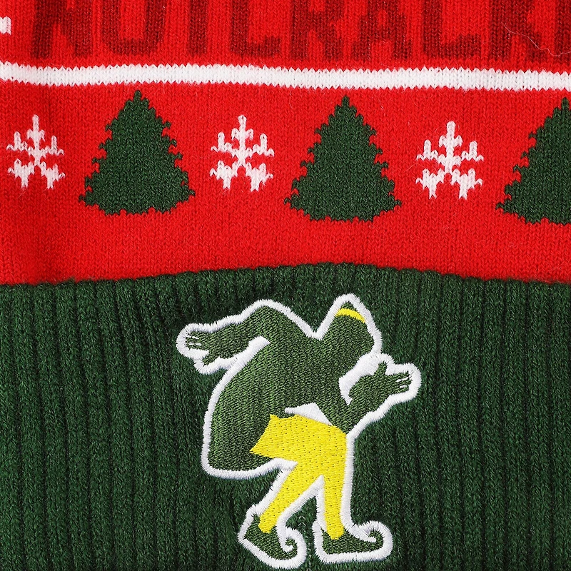 Elf™ Son of a Nutcracker Red & Green Pom Pom Beanie