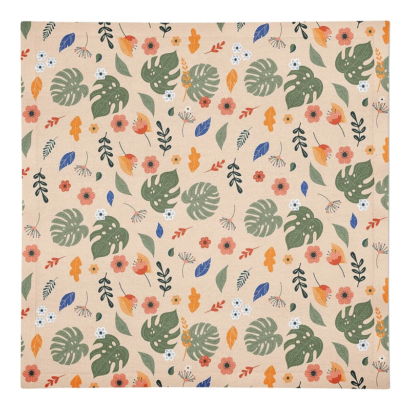 Floral Summer Palms 10" x 10" Cotton Twill Napkin