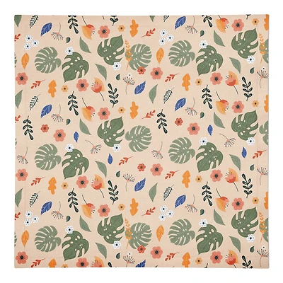 Floral Summer Palms 10" x 10" Cotton Twill Napkin