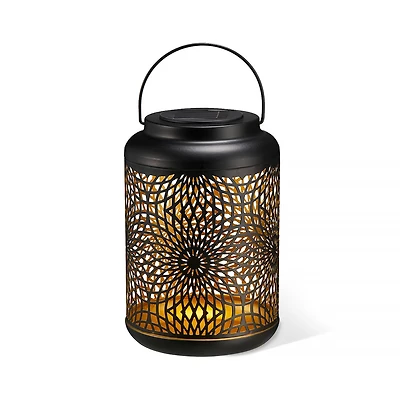 Glitzhome® 9" Cutout Metal Solar Powered Outdoor Hanging Lantern