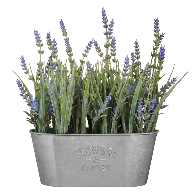 Haute Decor 10" Lavender In Galvanized Metal Pot