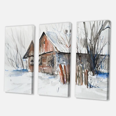 Designart - Old Abandoned Wooden House In Winter Picture