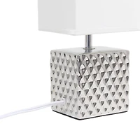Simple Designs 12" Petite Hammered Chrome Square Table Lamp