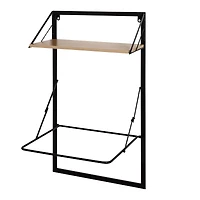 Honey Can Do Black & Maple Collapsible Wall-Mounted Hamper with Laundry Bag & Shelf