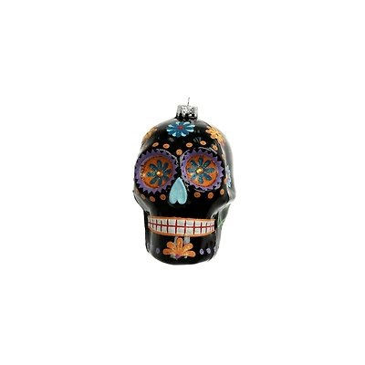 3.75" Black Sugar Skull Glass Ornament by Ashland®