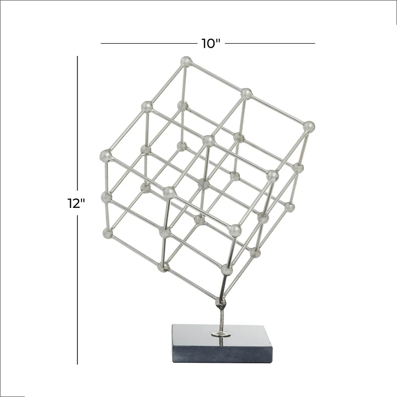 Silver Marble Modern Sculpture, 12" x 9" x 10"