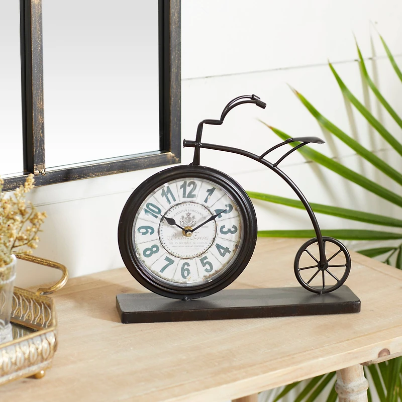 13" Brown Metal Penny-Farthing Clock