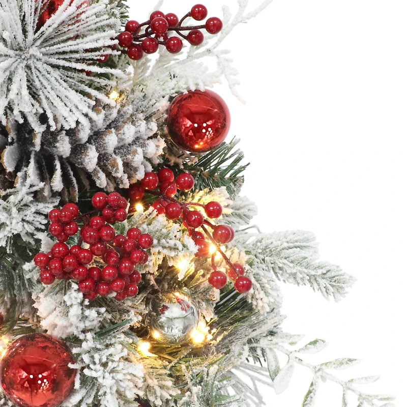 26" Battery-Operated Pre-Lit Decorated with Red Bow