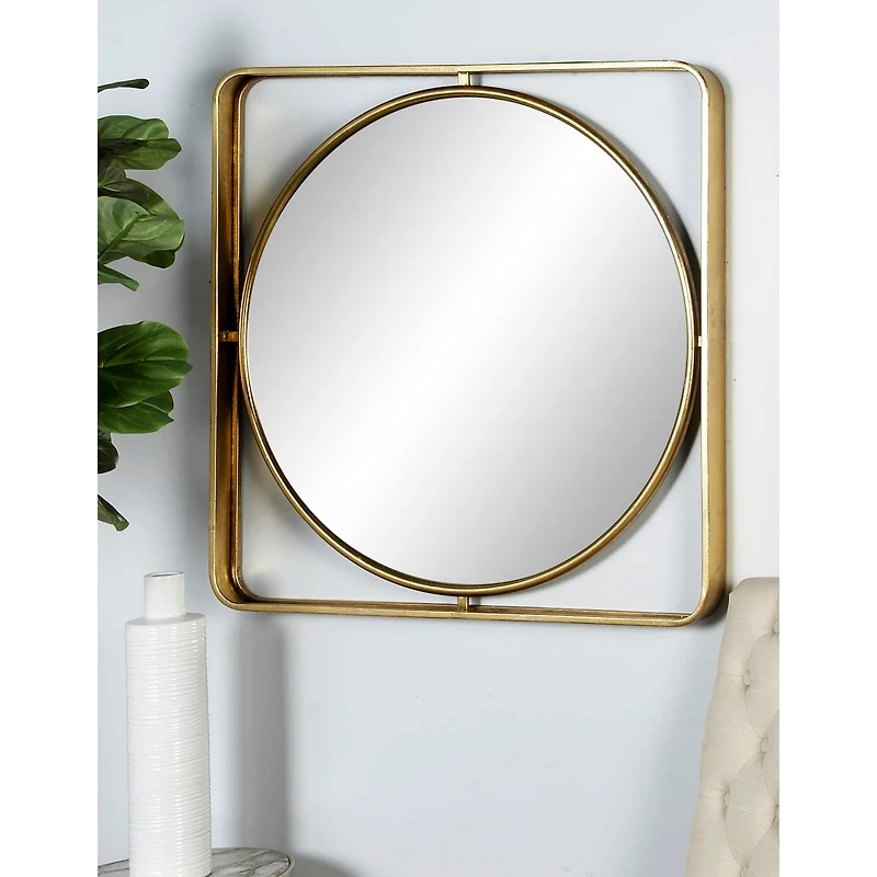 Gold Contemporary Metal Wall Mirror, 34" x 34"