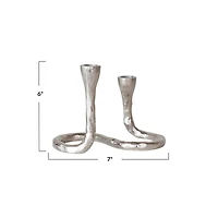 Hello Honey® 7" Nickel Finish Electroplated Aluminum Wavy Taper Candleholder