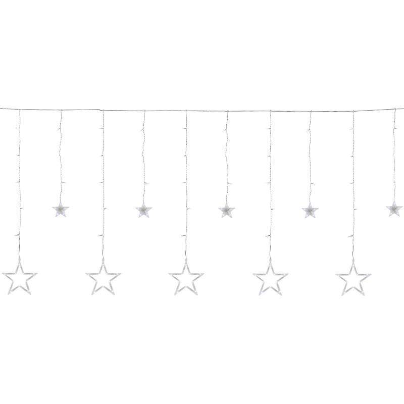 Christmas Stars Icicle Lights - 8.25' - Pure White LED Lights - Clear Wire - 12ct