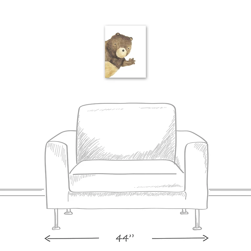 Hello Bear Waving 11" x 14" Canvas Wall Art