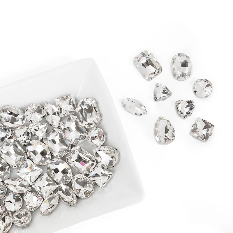 CousinDIY Silver Crystal Glass Sew-On Rhinestones, 64ct.